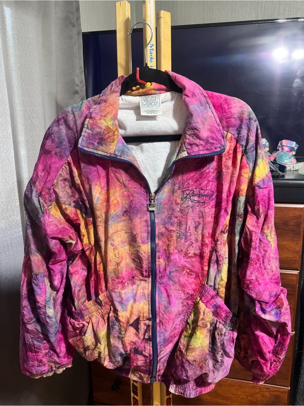 29. Vintage Rucanor Multi Color Tie Dye Zip Up Windbreaker Jacket Sz L